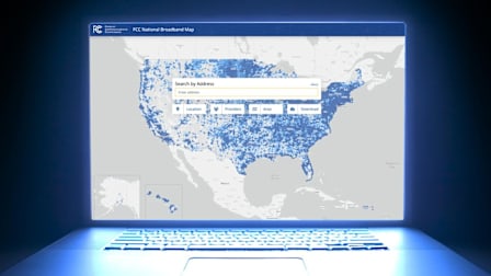 FCC National Broadband Map on laptop screen