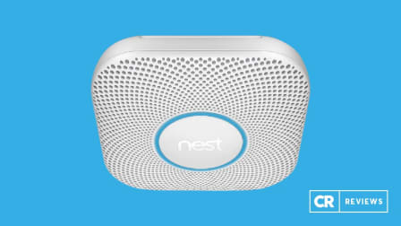 Google Nest Protect Smoke and Carbon Monoxide on blue background