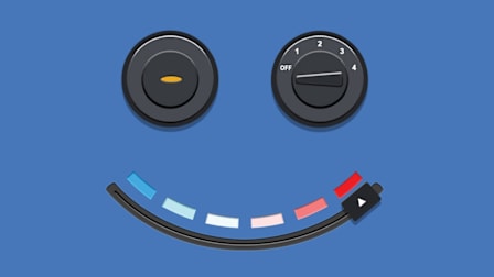 Smile made out of car controls on blue background