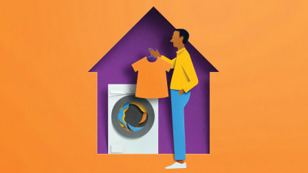 Illustration of a man doing the laundry