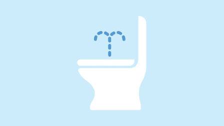 an illustration of a bidet spraying water from a toilet