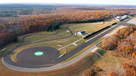 Aerial drone photo of the Consumer Reports Auto Test Center in Colchester, Connecticut, taken fall 2024.