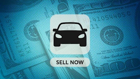 Car sale app icon with "sell now" button.