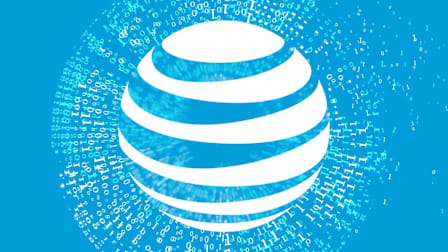 AT&T logo surrounded by a circle of data