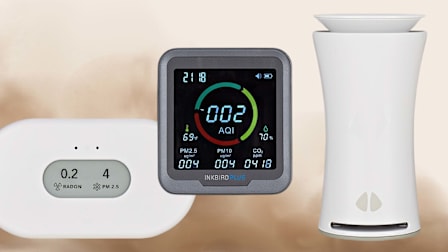 Airthings View Plus 2960, INKBIRD 6 in 1 Indoor Air Quality Monitor PTH-9A, and uHoo Smart Air Quality Monitor UHO-OT-000001