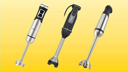 Amazon Basics MJ-BH5001W2, Ninja Foodi Power Mixer System CI101, and All-Clad KZ750D immersion blenders