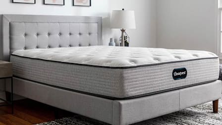 Beautyrest BR-800 12" Medium Firm Mattress on grey bed frame