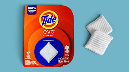 Tide EVO detergent and laundry tiles.