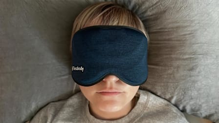 Angela Lashbrook wearing Therabody SleepMask