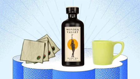 Big Night Olive Party Cocktail Napkins, Wonder Valley Olive Oil, NotNeutral Lino Mug