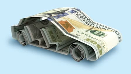 100 dollar bills shaped like a car