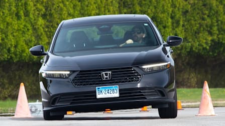 2023 Honda Accord Hybrid going through the accident avoidance course at CR's Auto Test Center.