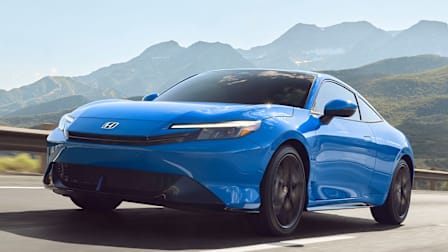 2026 Honda Prelude, front photo of a blue car driving