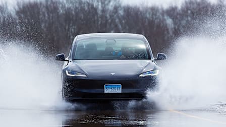 Tesla Model 3 in EV tire testing, hydroplaning resistance