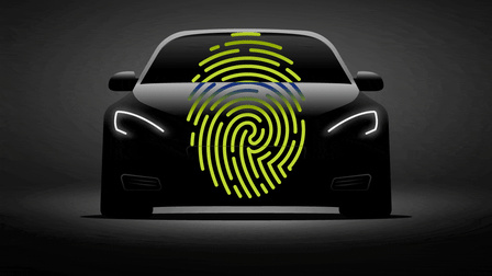 GIF of an illustrated car with a large thumbprint symbol being erased.