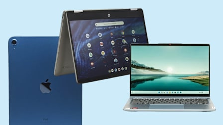 Apple iPad (64GB)-2022 Tablet, HP Chromebook 14A-NA0020NR, and Lenovo IdeaPad Flex 5 14ALC7
