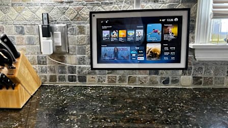 The Echo Show displayed in the writer's kitchen.