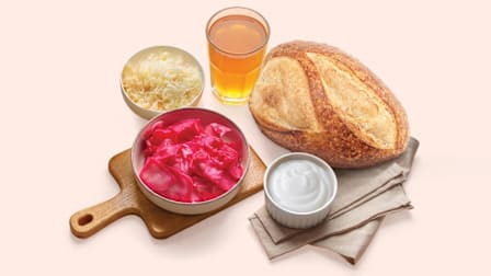 several fermented foods including yogurt, kimchi, and sourdough bread.