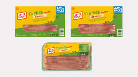 Packages of Oscar Mayer Turkey Bacon Original