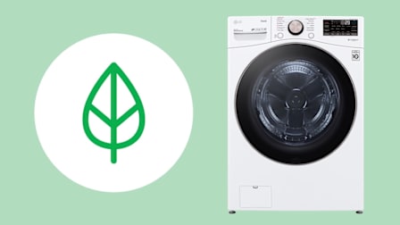 LG WM4000HWA Washing Machine with a green leaf icon