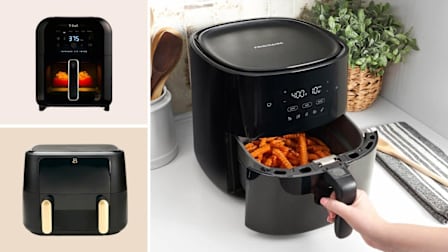 T-fal Infrared EY8228U0, Frigidaire FRAFM100B, Beautiful by Drew Barrymore 19089 air fryers.