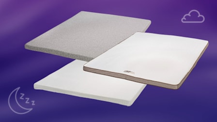 clockwise from top left: Casper Comfy Mattress Topper, BedStory 3" Memory Foam Mattress Topper and Viscosoft Select High Density Mattress Topper