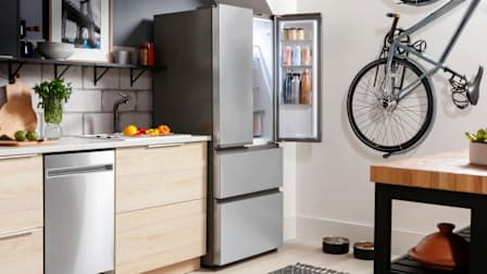 Haier QJS15HYRFS refrigerator in an apartment.