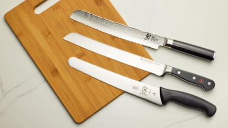 Shun Classic 9” Bread Knife, Wüsthof Classic 10-Inch Bread Knife, Mercer Culinary Millennia Wavy Edge Wide Bread Knife