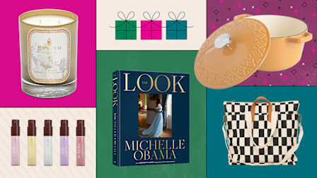 Harlem Candle Co Lady Day, Spice by Tia Mowry dutch oven, Ubuntu tote bag, The Look by Michelle Obama, Forevr Mood perfume set
