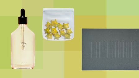 Hatch belly oil, W+P Porter silicone bag, Dorai stone bath mat