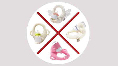 recalled Greatale, MyBebe, Miocololy, and Yiiektily self-feeding pillows with graphic red X between them
