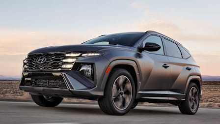 2025 Hyundai Tucson driving, front shown at wide angle