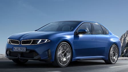 2027 BMW i3 electric sedan driving, front