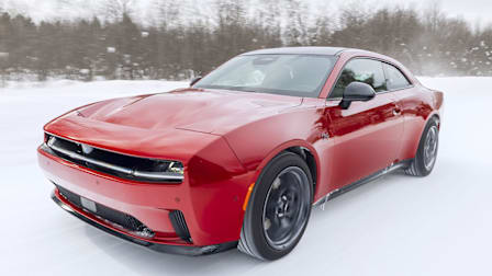 Dodge Charger driving in the snow
