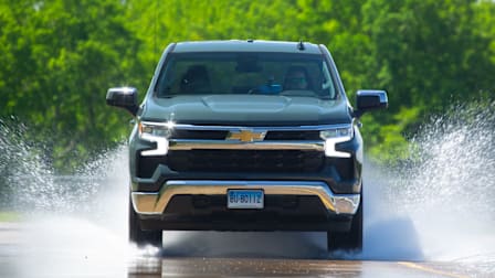 Chevrolet Silverado used for testing tires for hydroplaning resistance.