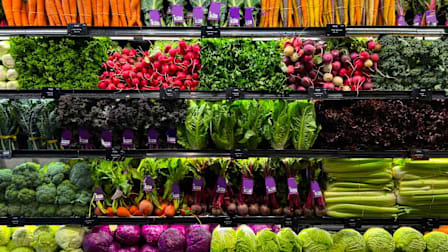 Produce in a grocery store.