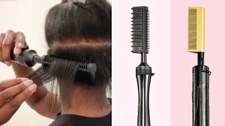 Jennifer Ford using a hot comb, Paul Mitchell and DAN Technology hot combs