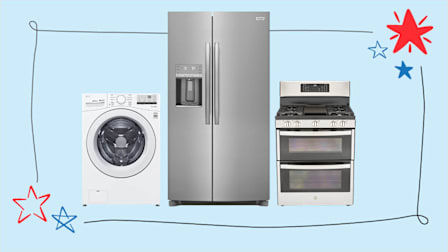 LG WM3400CW washer, Frigidaire GRSC2352AF refrigerator, GE JGBS86SPSS gas range.