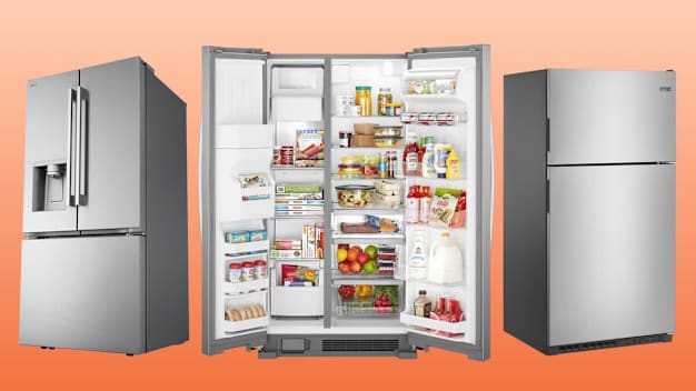 from left: LG LF25H6330S, Whirlpool WRS321SDHZ, Maytag MRT311FFFZ  33-inch wide refrigerators