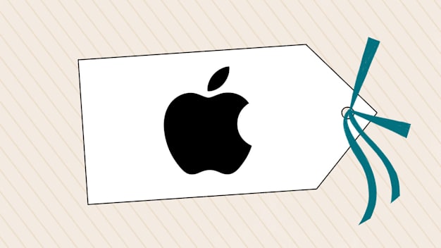 Illustration of shopping tag with Apple Logo.