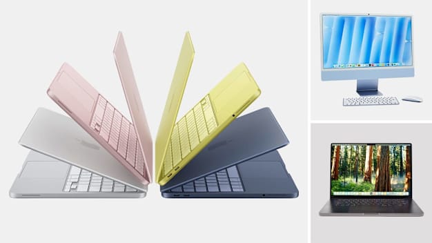 MacBook Neo, iMac desktop, and MacBook Pro