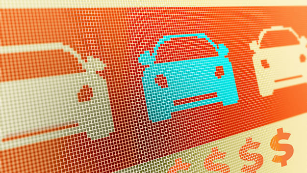 Screen with cars and dollar signs