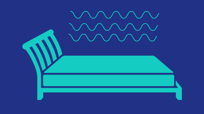 illustration of bed with cool waves above