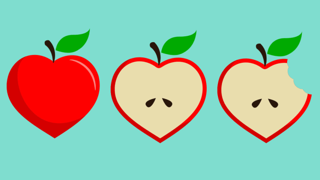 apples in heart shapes