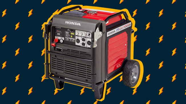 An inverter generator with a pattern of electric bolts surrounding it.