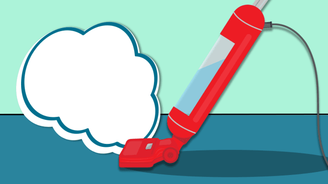 Steam mop and dust cloud illustration