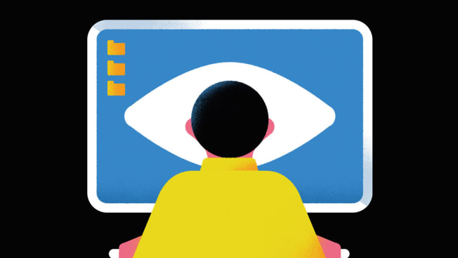 conceptual illustration of person watching screen in shape of eye