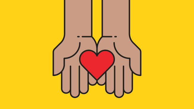 Hands holding heart illustration