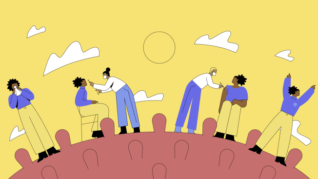 covid illustration with people