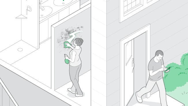 Illustration of people getting rid of mold in their home